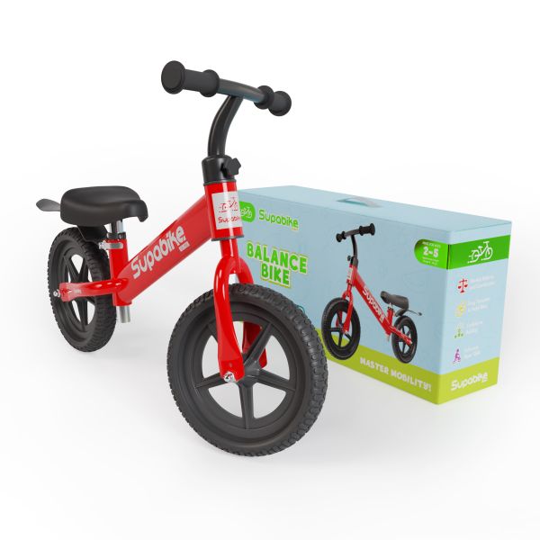 SUPABIKE 12" Kids Balance Bike - 18 Months To 4 Years - Red
