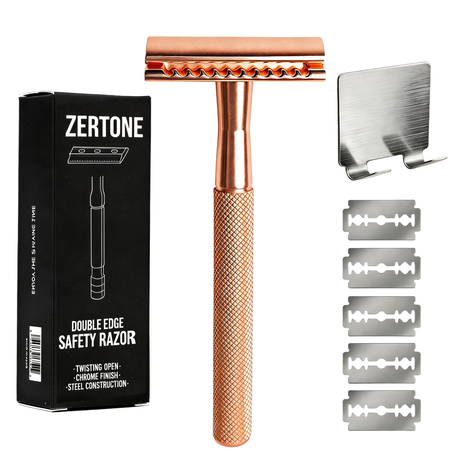 Safety Razor Set for Men with 5 Double Sided Blades and Holder Image