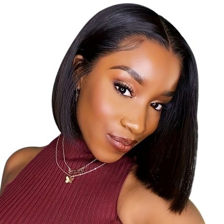 VSP Brazilian Hair Straight Bob Glueless Wig-13x4 HD Lace Front Wigs 8Inch Image