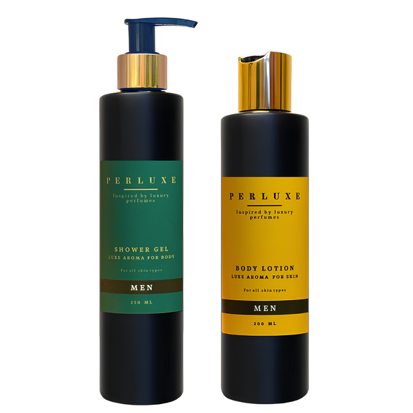 Perluxe Shower Gel &amp; Body Lotion with Perfume Scent for Men