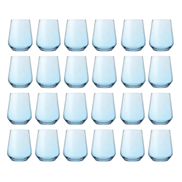 24-Pack Turquoise Stemless Wine Glasses Bulk | Pasabahce Allegra 420ml