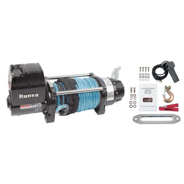 Runva Low Mount Electric Winch with Synthetic Rope - 12000 LB / 5443 KG
