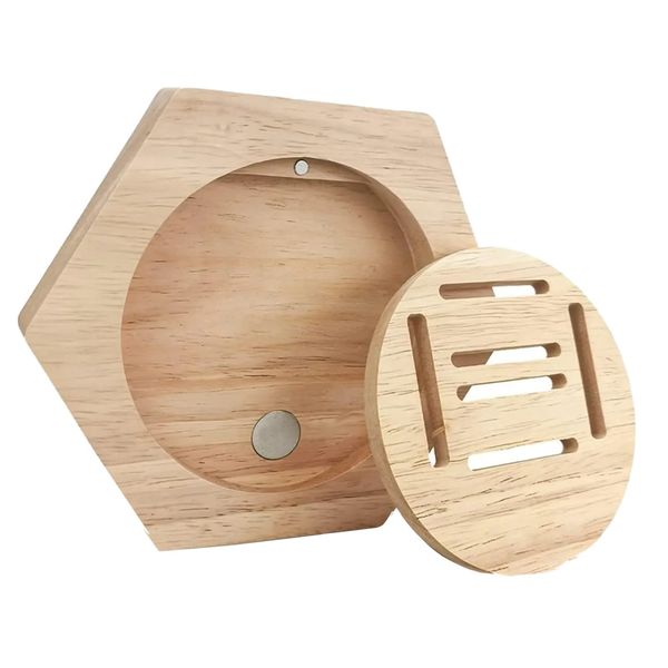 Decor Hexagonal Shaped Wooden Medal Display Rack Hanger - 14cm