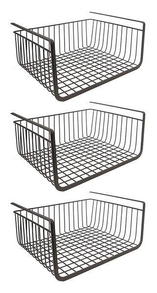 Set of 3 Under Shelf Storage Basket - 31 x 24.5cm Stainless Steel