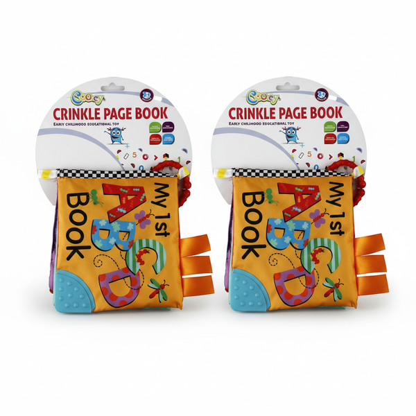 Cooey Soft Fabric Baby Book with Crinkly Pages for Sensory Play - 2 Pack