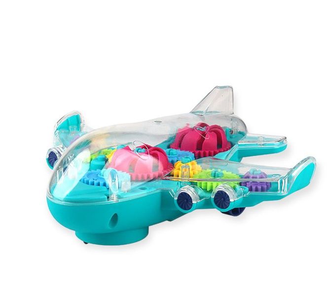 Electric Airplane Toy Transparent Gear toy with Light and Music For Kids