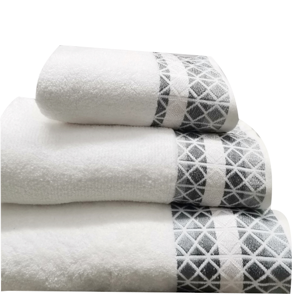 Absolute Decor - Diamond Towel - White Grey