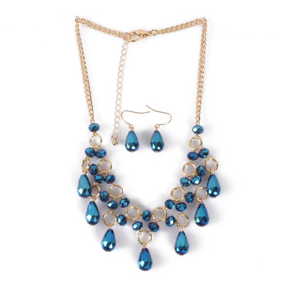 Blue Beaded Necklace and Earrings Set Shop Today. Get it Tomorrow