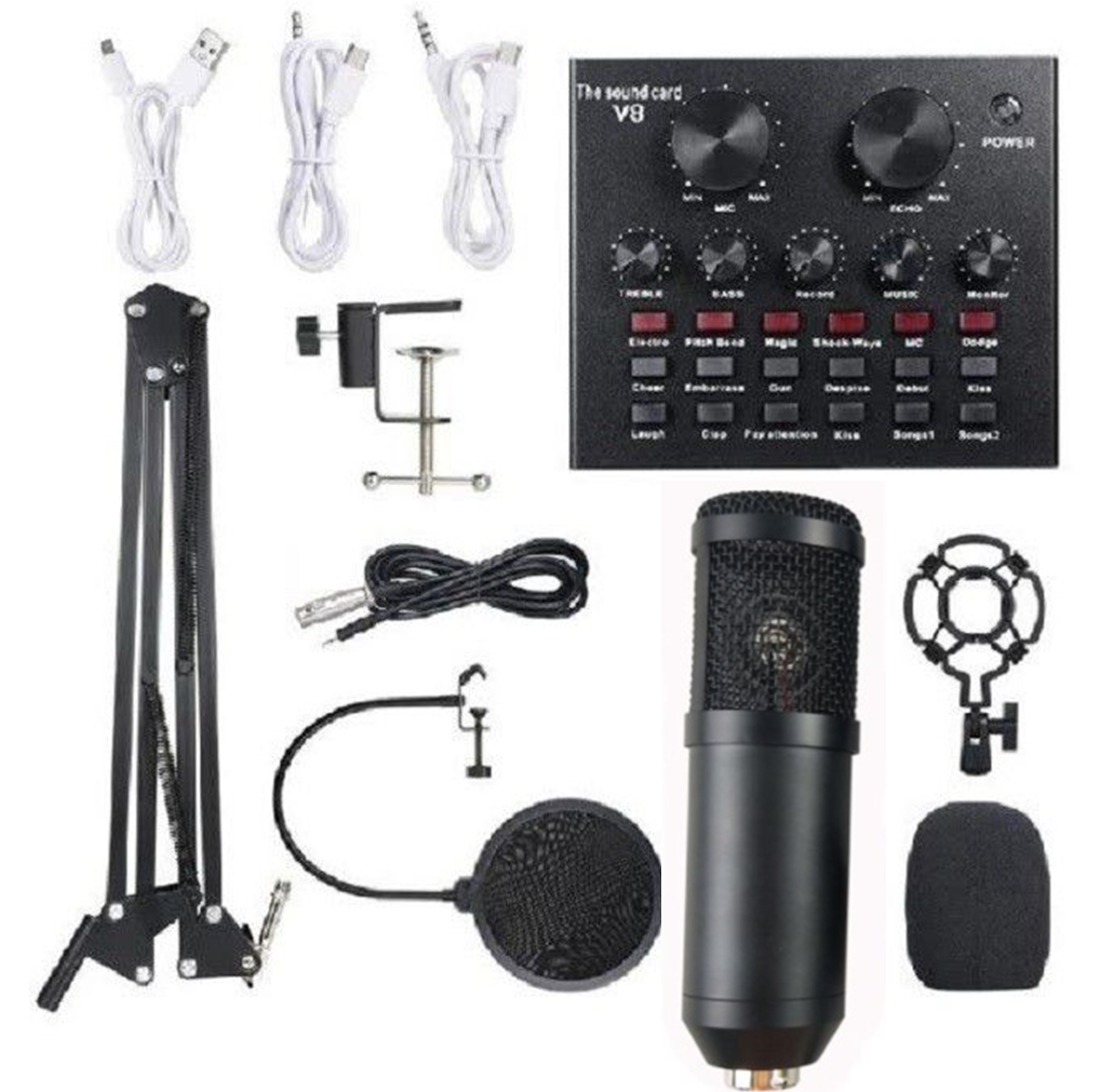 Professional Condenser Microphone Kit With V8 Sound Card Shop Today