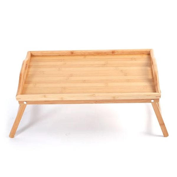 Bamboo Serving Tray With Folding Legs Portable Laptop Bed Tray