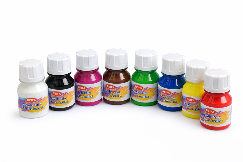 BEIFA Acrylic Paint Set - Assorted Colours, Quick-50ml (9 Bottles)