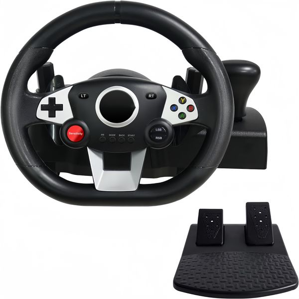 Game Racing Steering Wheel, PC Steering Wheel Game Steering Wheel Pedal Set