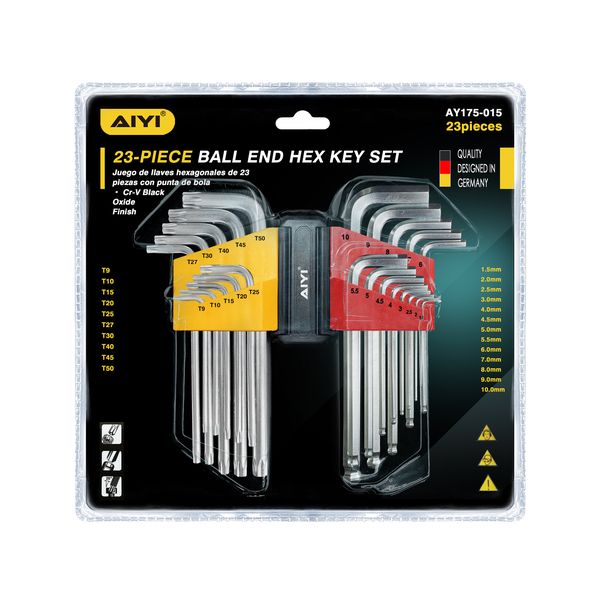 AIYI 23-Piece Ball End Hex Key Set - Allen and Torx Keys - AY175-015