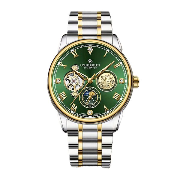 Men Silver-Green Metal Formal, Leisure