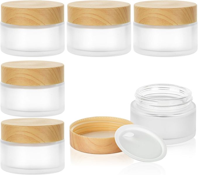 6 Piece Glass Empty Cosmetic Lotion Containers - 3 x 3.5cm