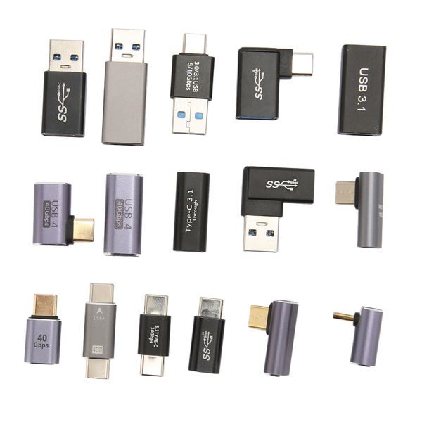 16 Pieces USB Adapter Kit, USB3.0/Type-C, Aluminium, Multi-Angle