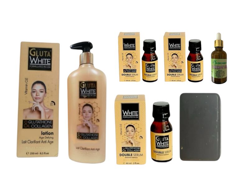 Gluta Brightening with Collagen Kit- Lotion &amp; Serums with Carrot Oil