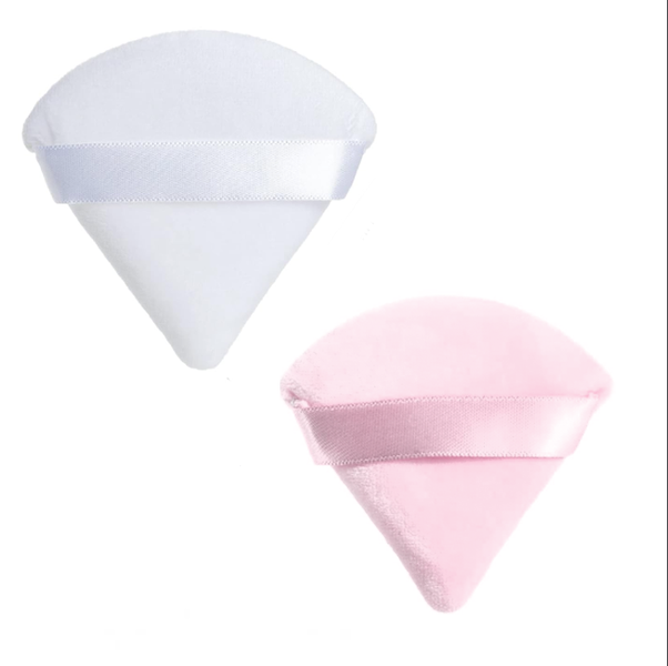 2 Pieces Triangle Powder Puff Mini Face Makeup Sponge - Pink &amp; White