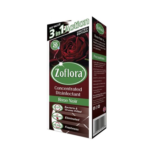 Zoflora Concentrated Disinfectant - Rose Noir - 3 in 1 Action - 500ml