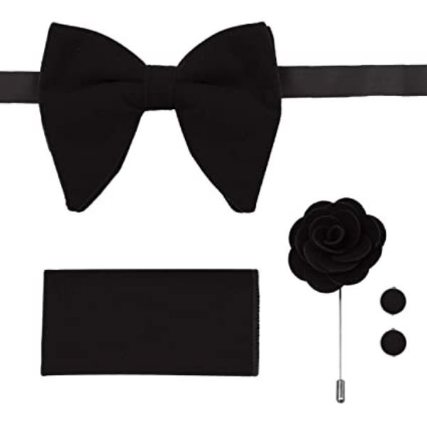 4 in 1 Oversized Bow Tie Velvet Tuxedo Set