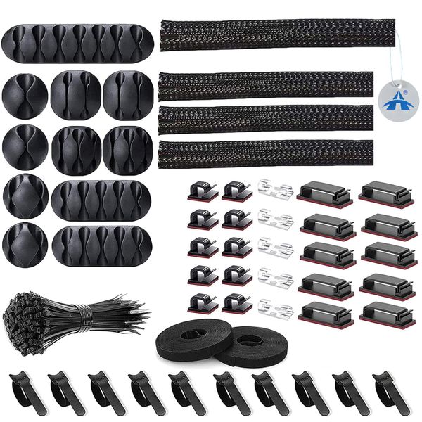 ALANES Multi-Purpose Reusable Cord Management Organizer Kit -152 Pieces