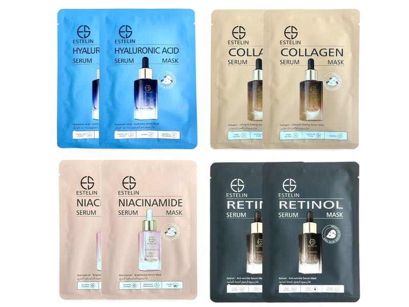 Estelin Pack of 8 Firming Moisturizing Hydrating Facial Skin Mask Sheets