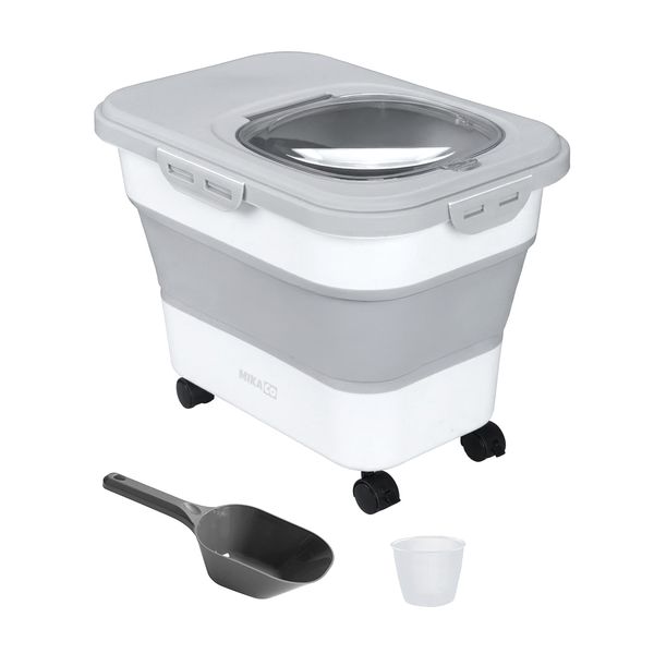 MIkaco Foldable Food Container &amp; Pet Food Storage Bin w/ Scoop-20L