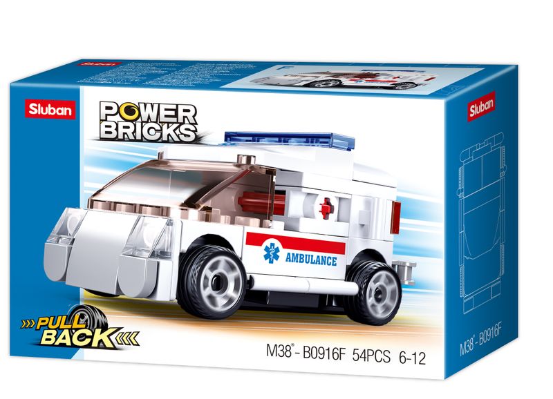 Sluban Power Bricks - Pullback Car 54 Piece