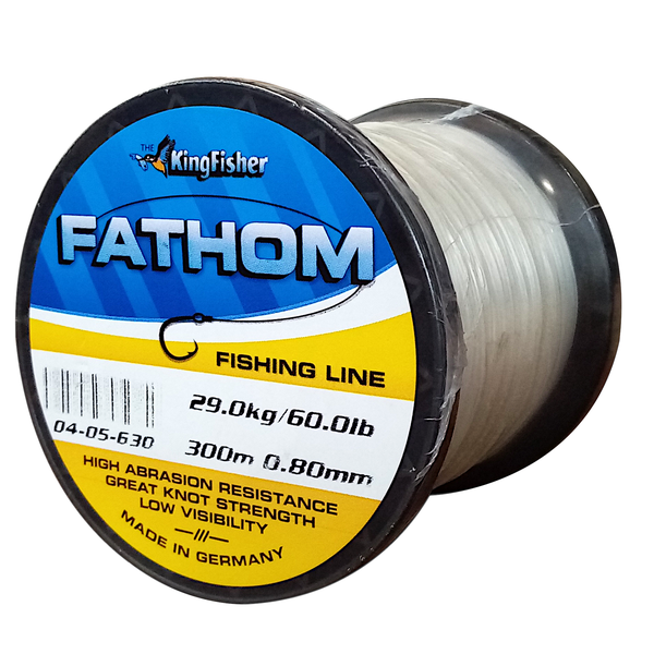 Kingfisher Fathom Fishing Nylon 300m (29Kg/0.80mm) (Clear)
