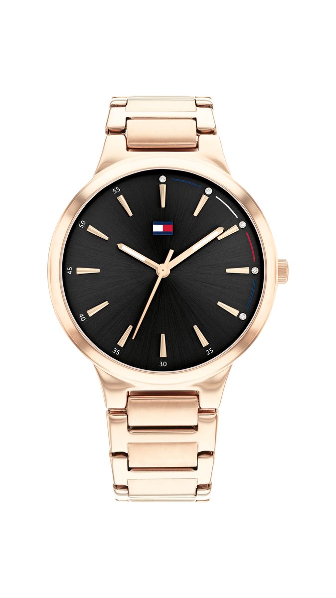 Tommy Hilfiger Bella 36mm Case, Black Dial & Ip Gold Bracelet Buy