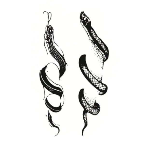Long-Lasting Temporary Tattoo With Striking Snake Design - Black