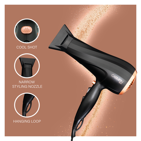 Carmen Studio Duo Ceramic Hair Dryer & Straightener Set Black Rose