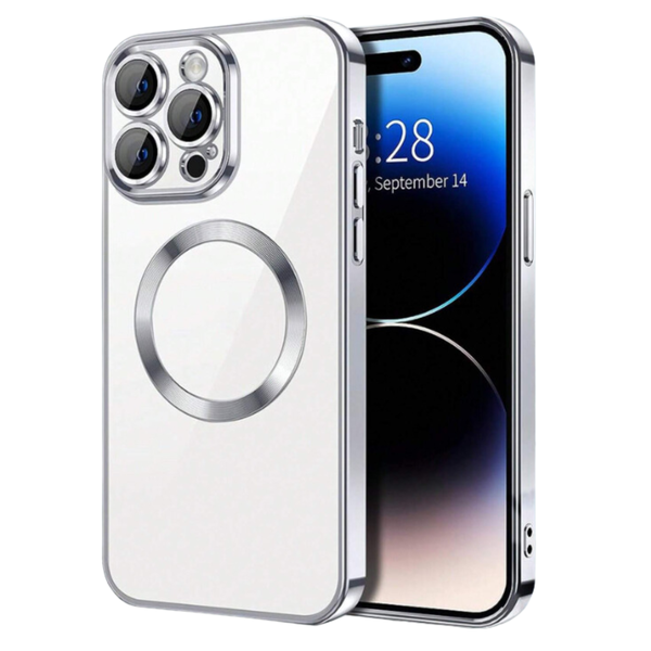 ZarDash Clear Shockproof Magnetic iPhone Case - iPhone 14 Plus - Silver