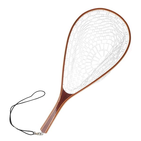 Bamboo Landing Net With Clear Knot-Less Rubber Net
