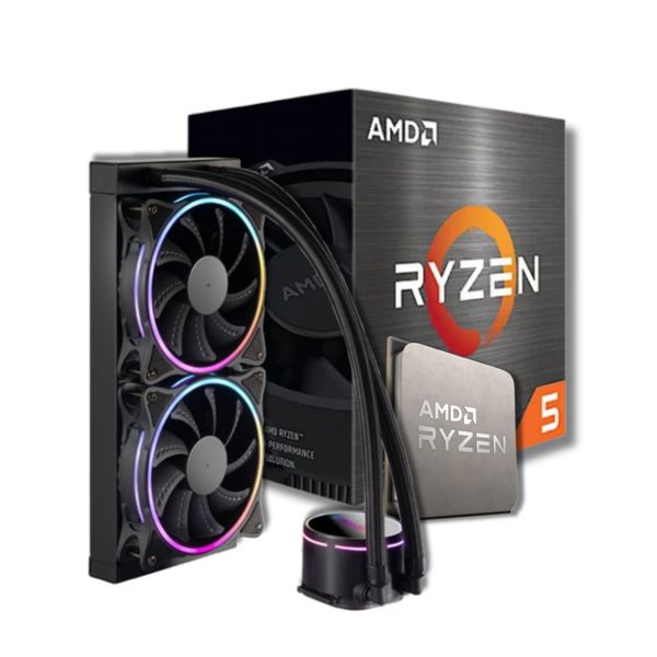 Gaming Duo: AMD Ryzen 5 5600X CPU &amp; 240MM AIO Liquid Cooler