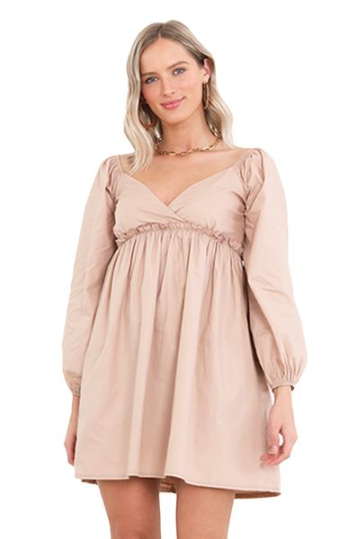 Brave Soul Wrap Detail Puff Sleeve Mini Smock Dress