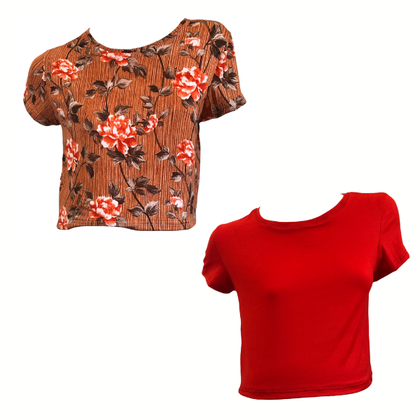 Maternity 2-Pack Short Sleeve Dty Crop Tops Oran image