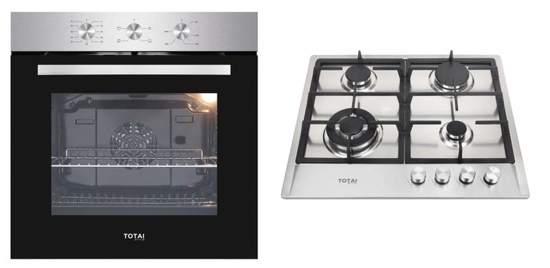 Totai - Built In Electric Oven Plus Gas Hob 4 Burner Combo