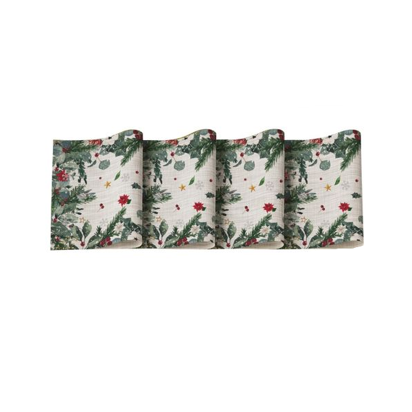 reen Leaves Poinsettia Holly Christmas Vinyl Winter Placemats Set of 4