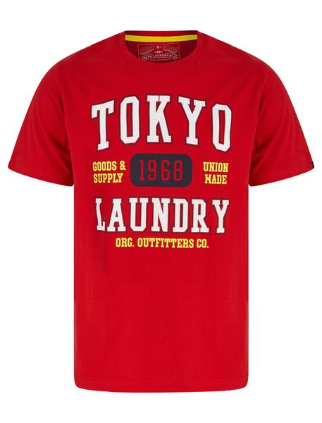 Tokyo Laundry Mens - Oakdale Motif Cotton Jersey T-Shirt In Cherry (Parallel Import)