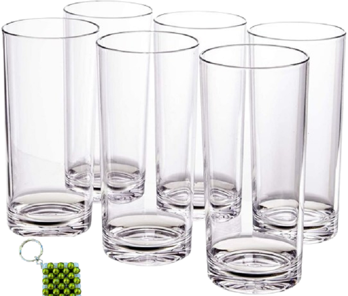 Set of 6 Water Glasses - Elegant Glassware for Everyday Use &amp; Key Holder