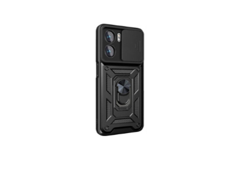 Hybrid TPU/PC Sliding Camera Phone Case Compatible with OPPO A77/A57 -Black