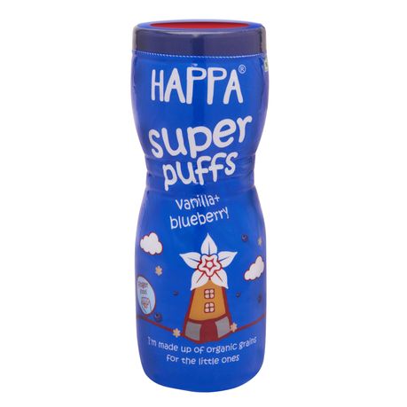 Happa Organic Multigrain Vanilla & Blueberry Melts Super Puffs 40g Image