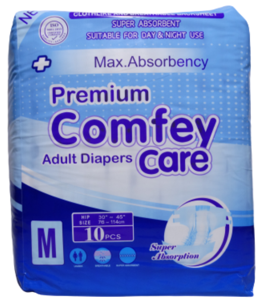 Comfey Care Premium- Adult Diapers - Medium - 10 Pieces
