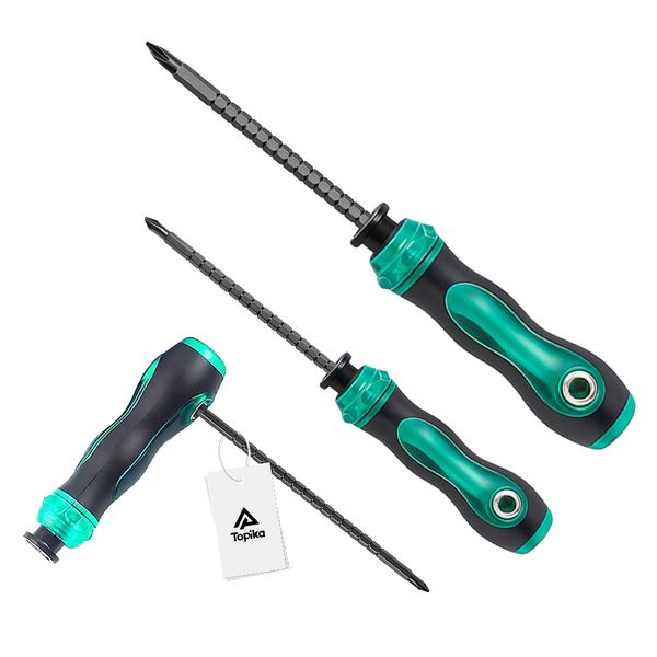 Topika - 3pcs Ratchet Screwdriver Set, Magnetic Telescopic Dual-Head Tool