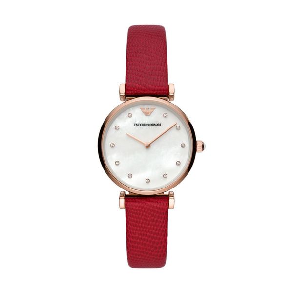 Armani Gianni T-Bar Womens Red Leather Watch-AR11388