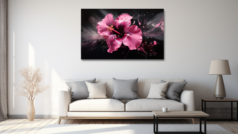 Canvas Wall Art - Hibiscus Flower Creative Art - MT0222