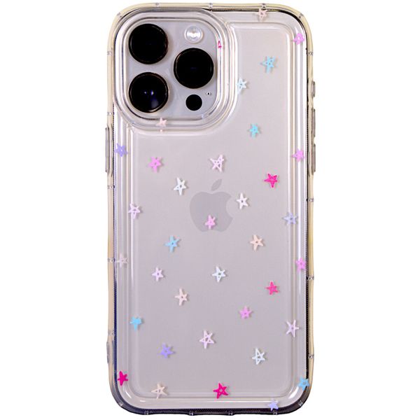 Clear - Phone Case with Milti Colour Starts - Iphone 15 Pro Max