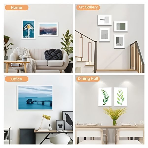 5 Pcs PVC Photo Frames with Plexiglass &amp; Removable Mats for Wall Decor