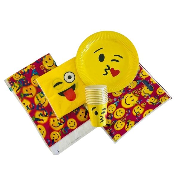 Birthday Emoji/Smiley Theme Party Pack Tableware Set - Serves 10